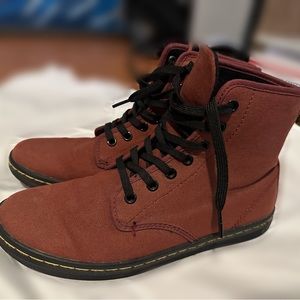 Doc Dr Marten Red Canvas Lace-Up Boots "Shoreditch"